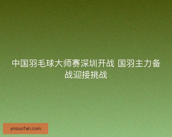 中国羽毛球大师赛深圳开战 国羽主力备战迎接挑战