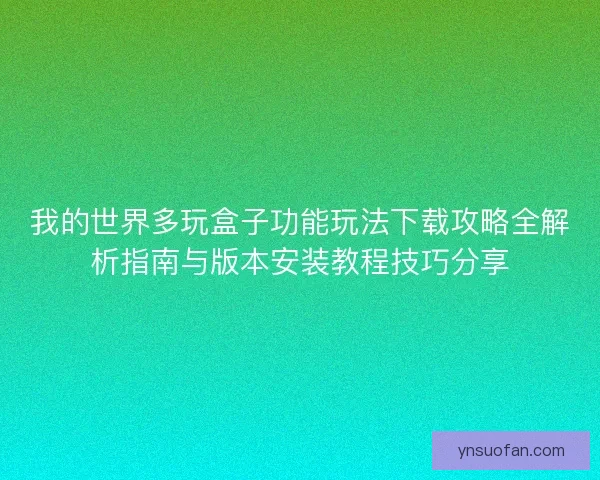 我的世界多玩盒子功能玩法下载攻略全解析指南与版本安装教程技巧分享