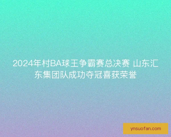 2024年村BA球王争霸赛总决赛 山东汇东集团队成功夺冠喜获荣誉 2024年村BA球王争霸赛总决赛 山东汇东集团队成功夺冠喜获荣誉