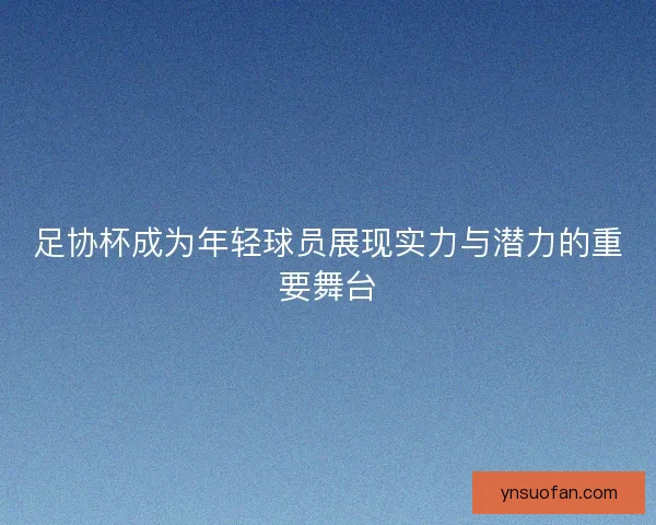 足协杯成为年轻球员展现实力与潜力的重要舞台